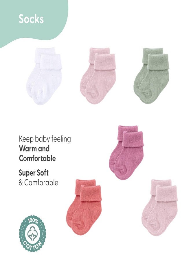 The Peanut Shell The Peanutshell 23-Piece Baby Girl Clothes Set, 100% Cotton, 0-3 Months, Newborn Essentials Must Haves, Flora Pink & Green - Image 5