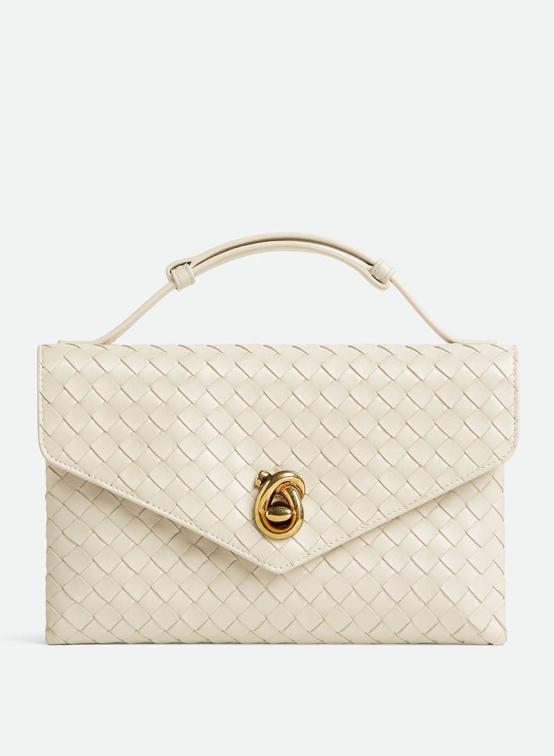 BOTTEGA Bottega Veneta Knot Lock Cross Body Bag, Women's Tote Bag, Women's Shoulder Bag, Women's Travel Bag, Women's Hand Bag, White-25cm  - Image 1