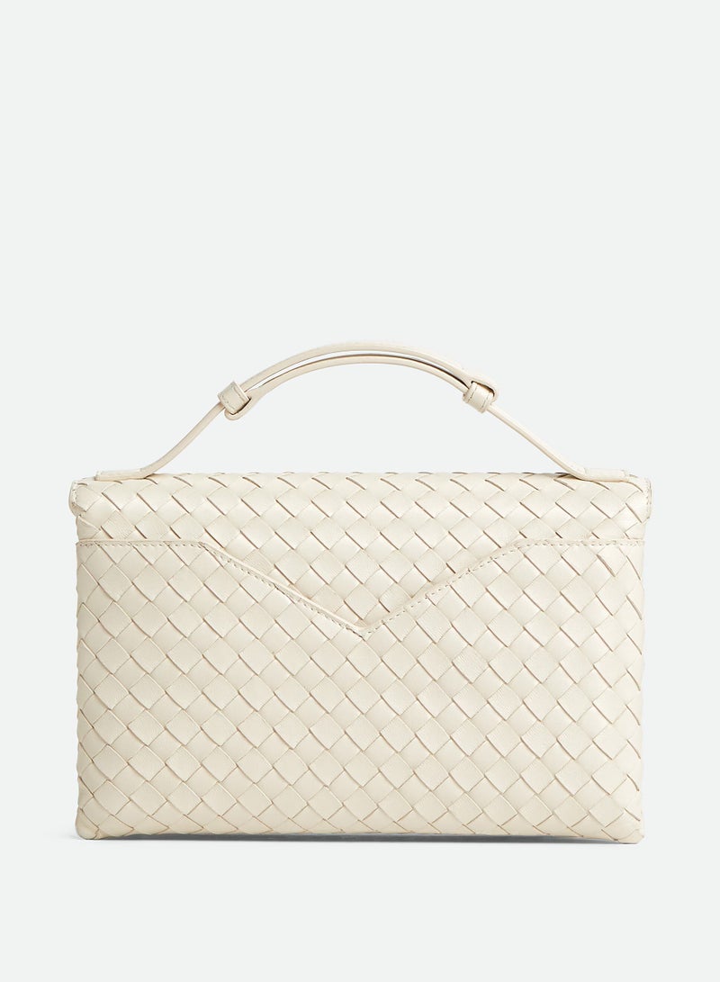 BOTTEGA Bottega Veneta Knot Lock Cross Body Bag, Women's Tote Bag, Women's Shoulder Bag, Women's Travel Bag, Women's Hand Bag, White-25cm  - Image 5