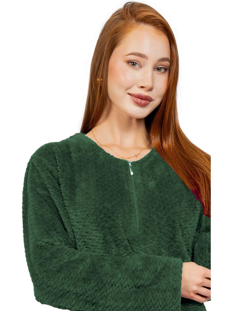 Dadoush Luxurious women's winter abaya made of soft fur, elegant long design - long-sleeved women's robe, winter women's abaya, maxi nightgown from Daadoush - Image 5