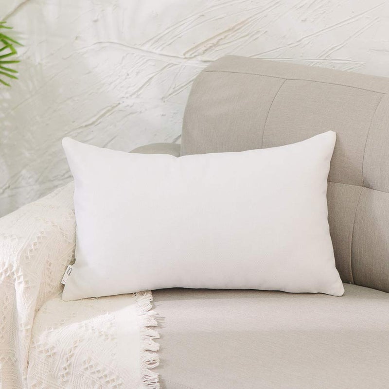 Natus Weaver 2 PC Case White Pillow Case Faux Linen Square Lumbar Throw Coushion Coushion Cover Cover Cover With With Stupden Hidden Shipper for Sofa 12 "" X18 " - Image 3