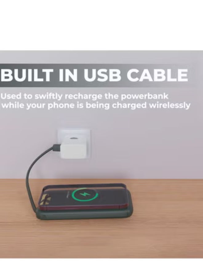 جولف لينك بنك طاقة محمول كبير السعة مزود بشاشة LED وكابل مدمج 10000 مللي أمبير/ساعة، أخضر - Image 3