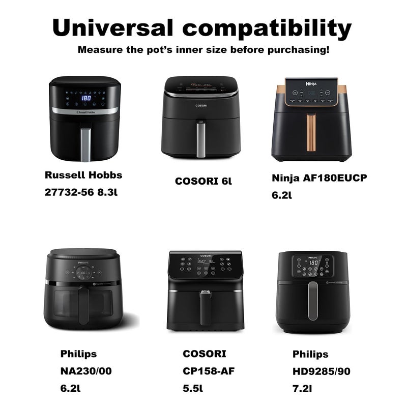 PINTAUR 9-Inch Large Square Silicone Air Fryer Liners for Ninja AF141 AF181 AF142 Cosori 6QT, 2 Pack Silicone Pot Baking Accessories for Chefman, Instant, Cuisinart, Reusable Tray Insert 5â€“8QT - Image 2