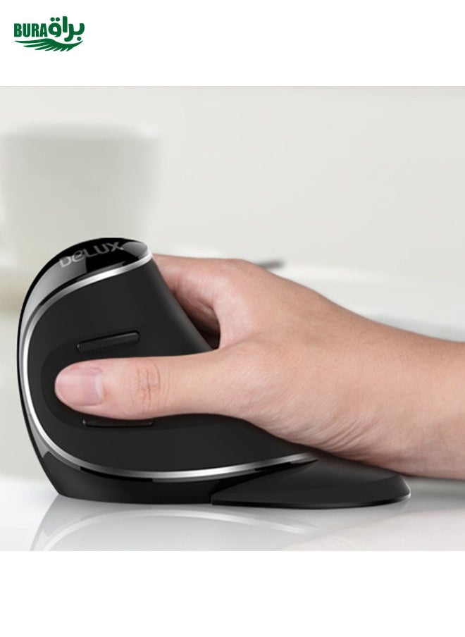 BURAQ DELUX M618 Plus 2.4G 1600DPI Wireless Portable Vertical Ergonomic Mouse  - Image 1