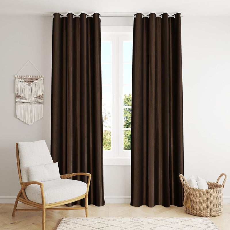 Yarnis Yarnis Polyester Solid Plain Curtain for Home Living Room Bedroom Decor I Pack of 2 Coffee 4 X 5 Feet - Image 1
