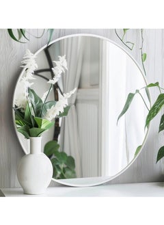 POWER Round Mirror, Silver Metal Frame Wall Mounted Round Mirror, Wall Mirror for Entryway, Bathroom, Dressing Table, Living Room, Silver Round Mirror (Silver)  - Image 4