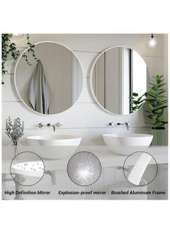 POWER Round Mirror, Silver Metal Frame Wall Mounted Round Mirror, Wall Mirror for Entryway, Bathroom, Dressing Table, Living Room, Silver Round Mirror (Silver)  - Image 5