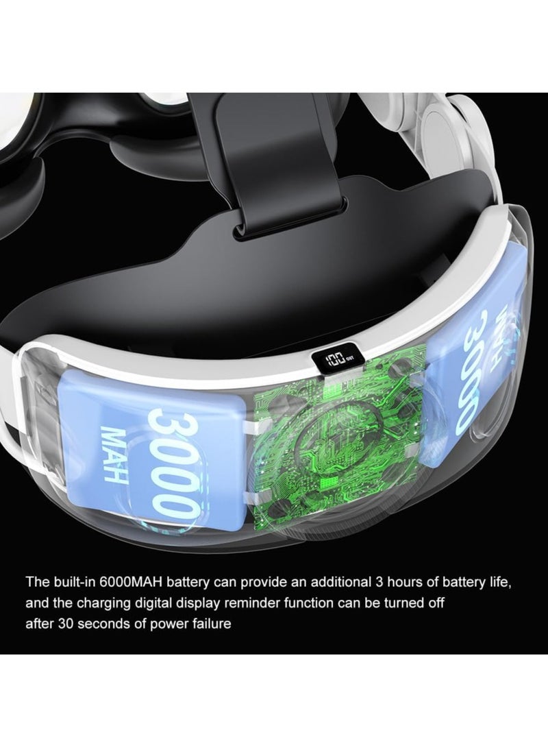 عقال راس لميتا كويست 3 مع بطارية قابلة للشحن 6000mAh ، عقال راس النخبة استبدال VR قابل للتعديل ، عقال راس استبدال ABS مريح لسماعة Meta Quest 3 VR - Image 5