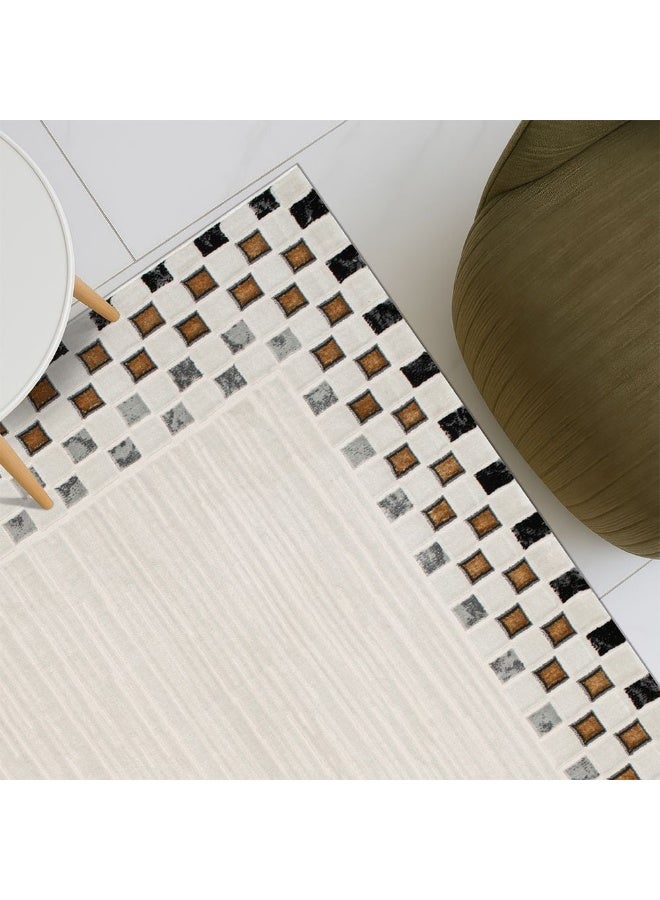 DANUBE HOME Galeria Lux Contemporary Rug | Washable Contemporary Rugs Style | Polypropylene+Polyester Area Rug Floor Covering | Indoor Carpet For Living Room Dining Bedroom 160x230cm-White Black Gold - Image 1