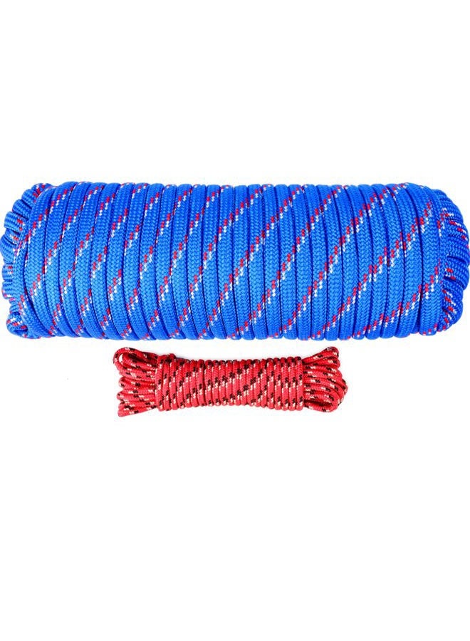 Wellmax Diamond Braid Nylon Rope - Extra Thick All Purpose Braided Utility Flag Line with Shock Absorption - UV Resistant, High Strength & Weather Resistant - 1.3cm X 30m with Bonus 0.6cm x 7.6m Cord - Image 1