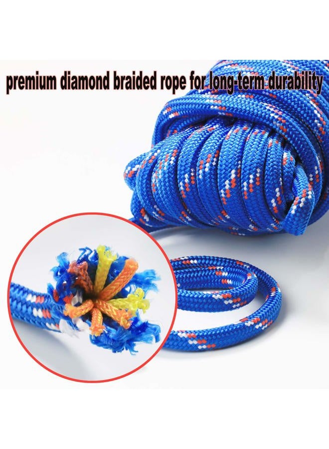 Wellmax Diamond Braid Nylon Rope - Extra Thick All Purpose Braided Utility Flag Line with Shock Absorption - UV Resistant, High Strength & Weather Resistant - 1.3cm X 30m with Bonus 0.6cm x 7.6m Cord - Image 4