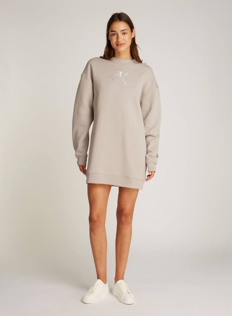 Calvin Klein Jeans Relaxed Monogram Sweatshirt Dress - Image 1