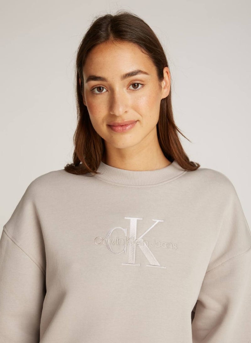 Calvin Klein Jeans Relaxed Monogram Sweatshirt Dress - Image 2