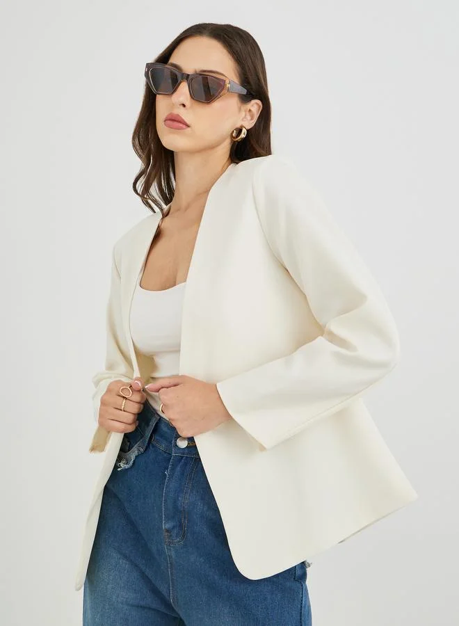 تايك تو Take Two Off White Open Front Plain Blazer