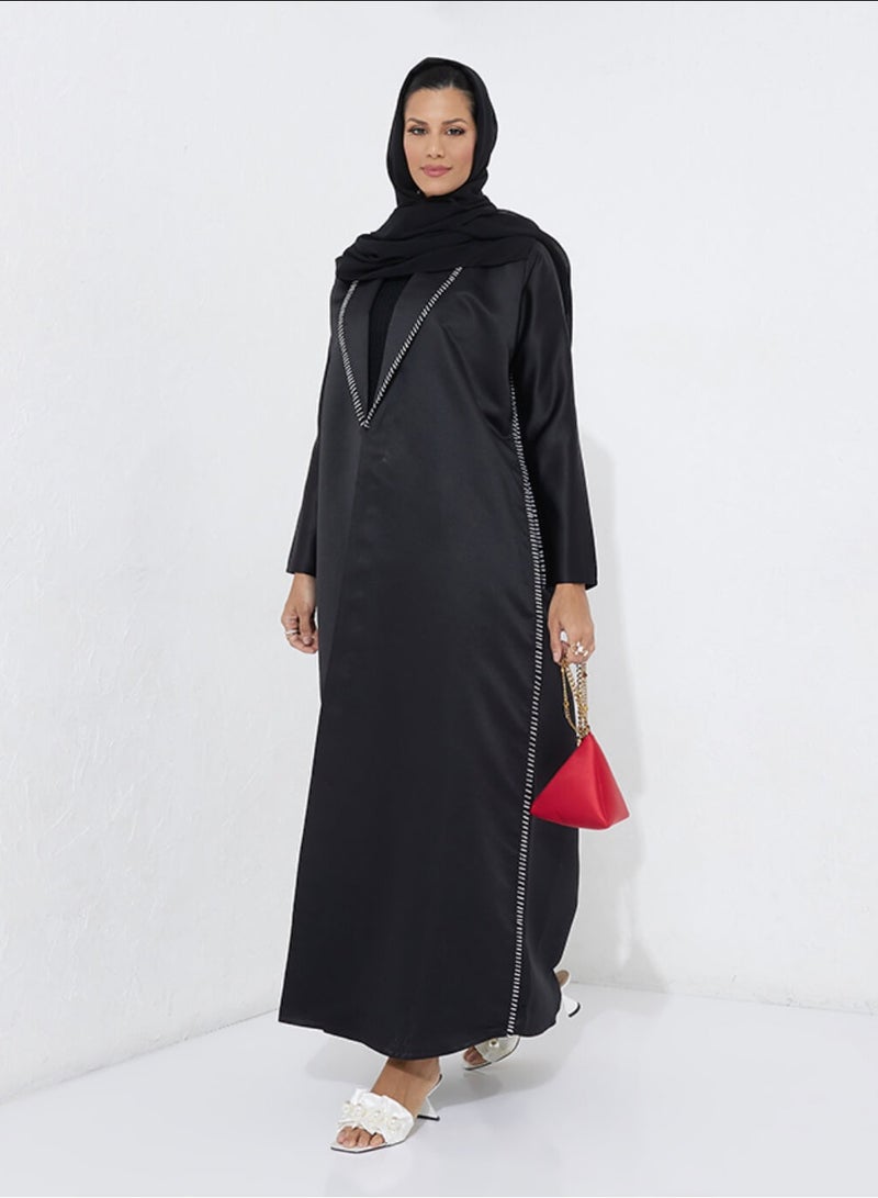 روزيت عباية عباية بليزر بأطراف متباينة وأكمام طويلة - Image 4