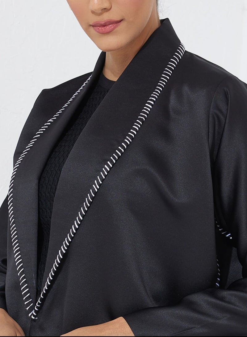 روزيت عباية عباية بليزر بأطراف متباينة وأكمام طويلة - Image 2