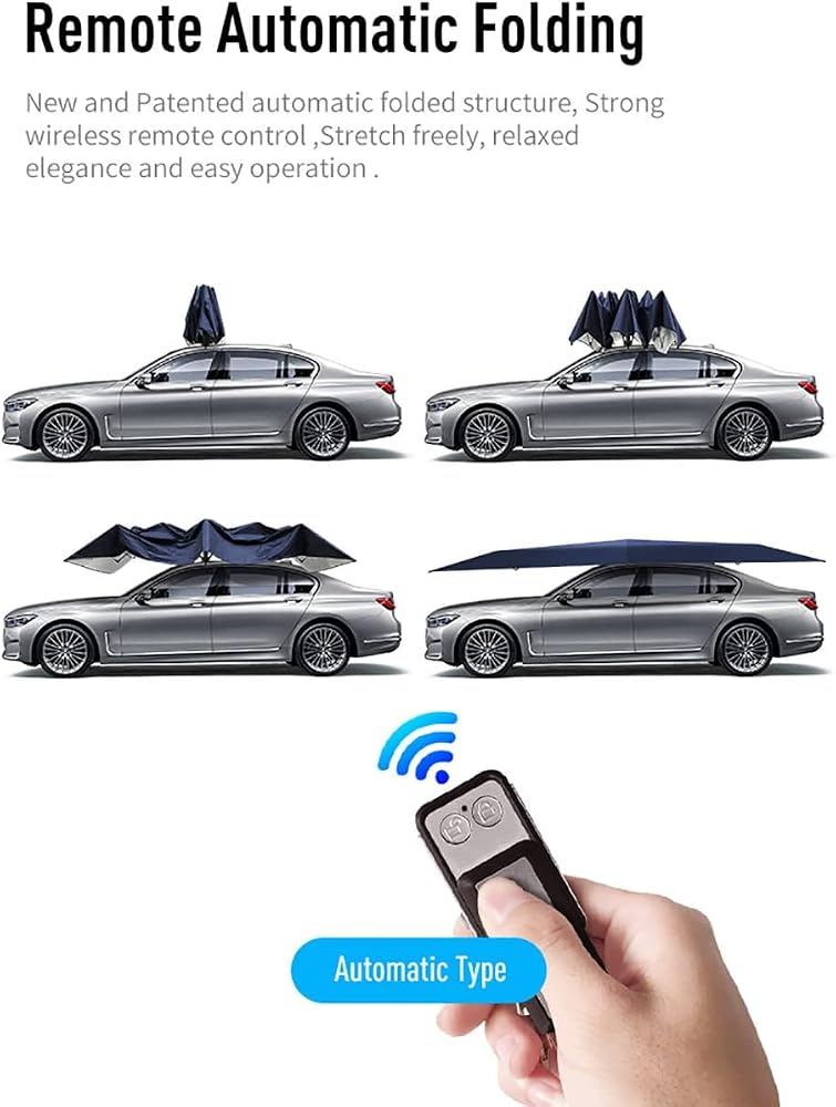 AXIWOEI Car Awning Camping, Portable Remote Control Automatic Car Cover Tent, Folding Roof Awnings, Remote Start Car Cover Car Sun Umbrellas, For Cars, Cool In Summer - Image 4
