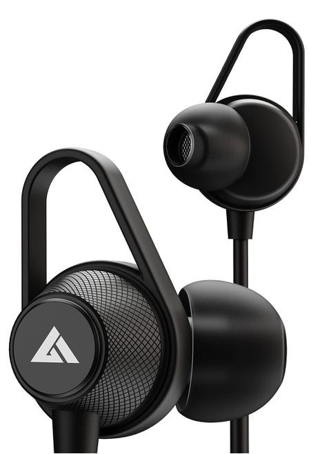 Boult Audio Bassbuds Loop 2 Wired in Ear Earphones with Mic, 12mm Powerful Driver for Extra Bass with Customizable Ear Loop (Black)