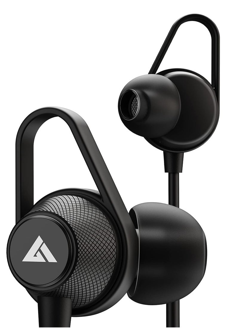 Boult Audio - Boult Audio Bassbuds Loop 2 Wired in Ear Earphones with Mic, 12mm Powerful Driver for Extra Bass with Customizable Ear Loop (Black) - Image 1