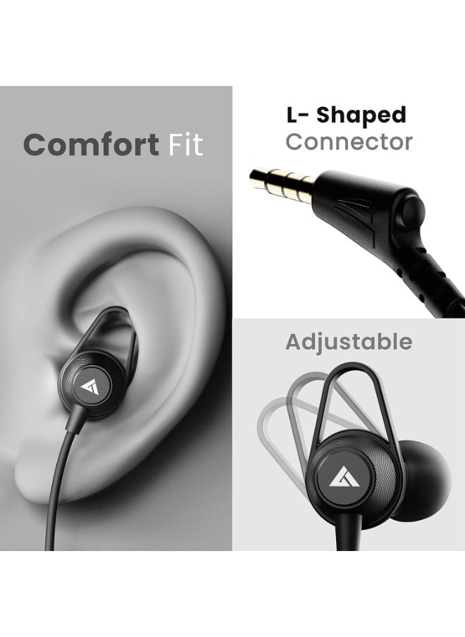 Boult Audio - Boult Audio Bassbuds Loop 2 Wired in Ear Earphones with Mic, 12mm Powerful Driver for Extra Bass with Customizable Ear Loop (Black) - Image 1