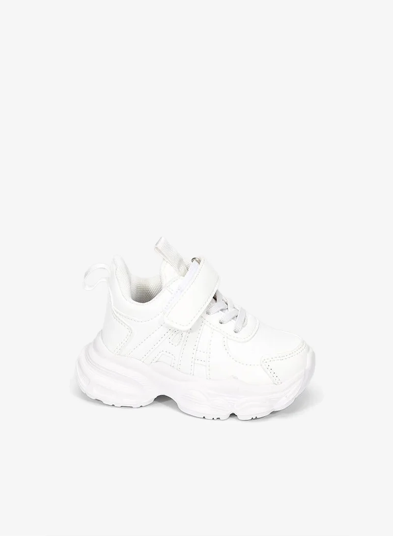 babyqlo Stylish White School Sneakers with Tab and Velcro