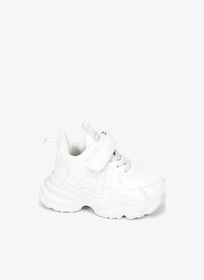 babyqlo Stylish White School Sneakers with Tab and Velcro