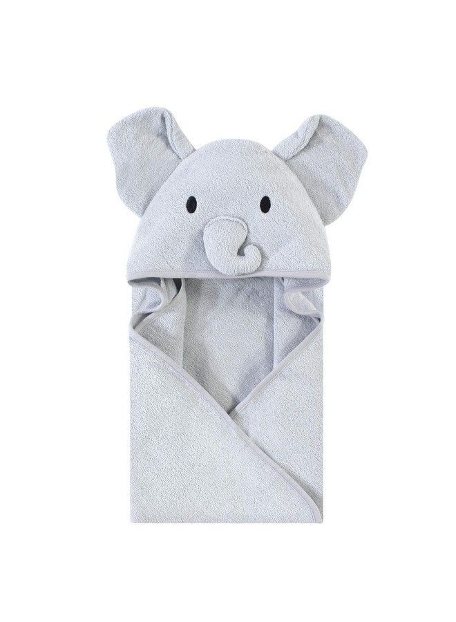 Touched by Nature Unisex Baby Organic Cotton Animal Face Hooded Towels, Gray Elephant, One Size - Image 1