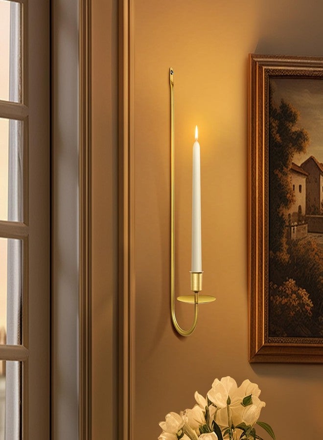 XAROO Gold Candle Sconces Set of 2, Taper & Pillar Wall Candle Holder, Wall Candle Sconces Set of Two, Decor for Entryway, Fireplace, Living Room - Image 2