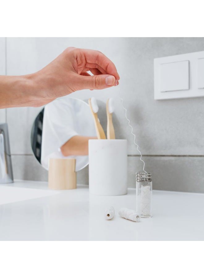 TreeBird Biodegradable Dental Floss by | Refillable & Reusable Zero Waste Glass Dispenser | 3x33yd Waxed Natural Cruelty Free Peace Silk Spools | 100% Compostable | Eco Friendly Plastic Free Oral Care - Image 3