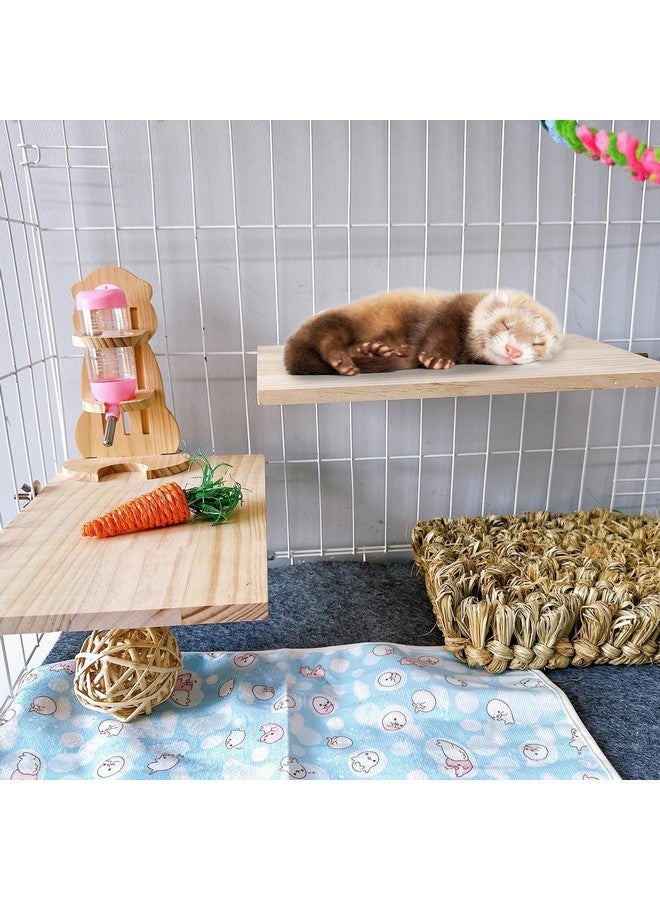 هامليدي منصة خشبية لشينشيلا، حافة 13 × 8 بوصة، حامل مجثم للطيور، قطعتان، منصة كبيرة للأرانب والنمس، خنزير غينيا، كونور، هامستر، ببغاء، ماكاو، كوكاتيل - Image 4