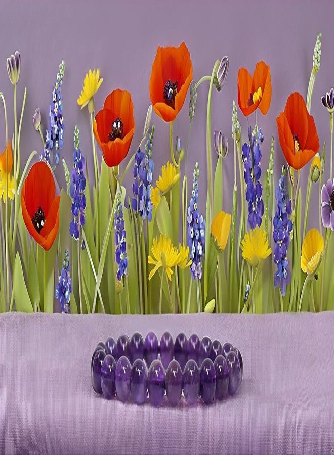CALMING CRYSTALS Handmade 8mm Semi-Precious Gemstone Round Beads Stretch Bracelet is a stylish and meaningful accessory designed to complement any look. Crafted with carefully selected semi-precious gemstones (Pack of 1) (A Grade Amethyst) - Image 4