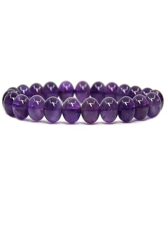 CALMING CRYSTALS Handmade 8mm Semi-Precious Gemstone Round Beads Stretch Bracelet is a stylish and meaningful accessory designed to complement any look. Crafted with carefully selected semi-precious gemstones (Pack of 1) (A Grade Amethyst) - Image 1