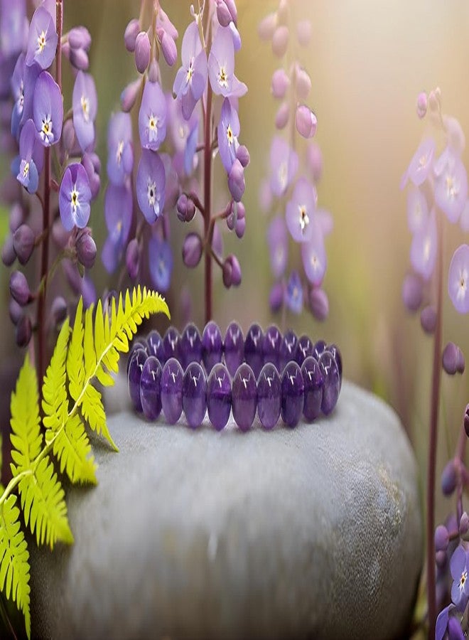 CALMING CRYSTALS Handmade 8mm Semi-Precious Gemstone Round Beads Stretch Bracelet is a stylish and meaningful accessory designed to complement any look. Crafted with carefully selected semi-precious gemstones (Pack of 1) (A Grade Amethyst) - Image 2