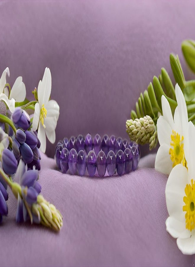 CALMING CRYSTALS Handmade 8mm Semi-Precious Gemstone Round Beads Stretch Bracelet is a stylish and meaningful accessory designed to complement any look. Crafted with carefully selected semi-precious gemstones (Pack of 1) (A Grade Amethyst) - Image 3