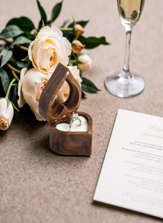 Wislist Walnut Heart Ring Box, Showcases Your Ring Through the Transparent Lid, Romantic, Protective, and Perfect for Gifting/Proposal Moments(Heart) - Image 4