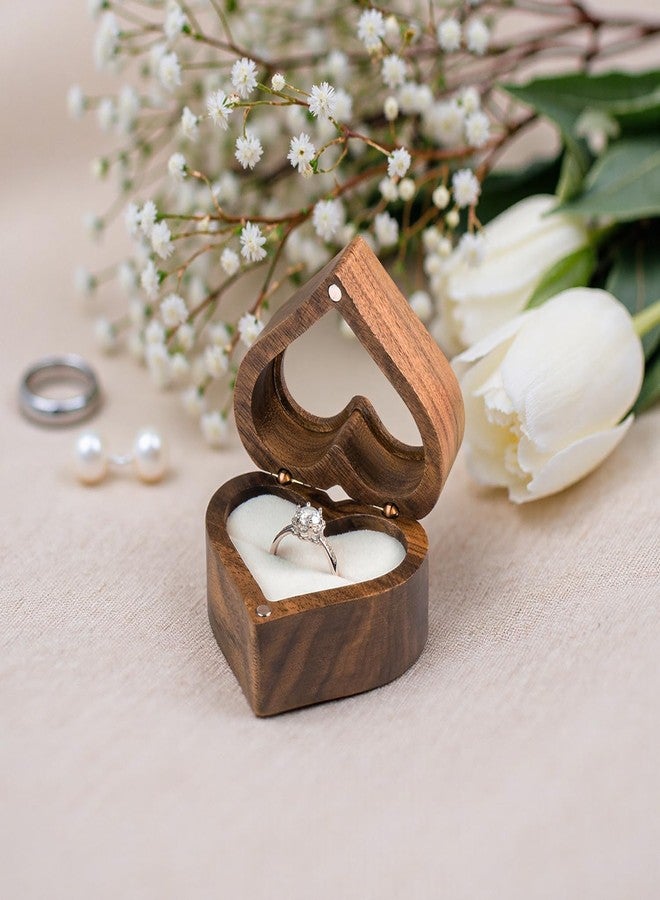 Wislist Walnut Heart Ring Box, Showcases Your Ring Through the Transparent Lid, Romantic, Protective, and Perfect for Gifting/Proposal Moments(Heart) - Image 2