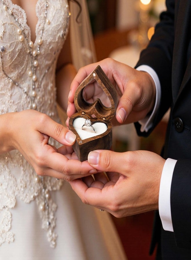 Wislist Walnut Heart Ring Box, Showcases Your Ring Through the Transparent Lid, Romantic, Protective, and Perfect for Gifting/Proposal Moments(Heart) - Image 5