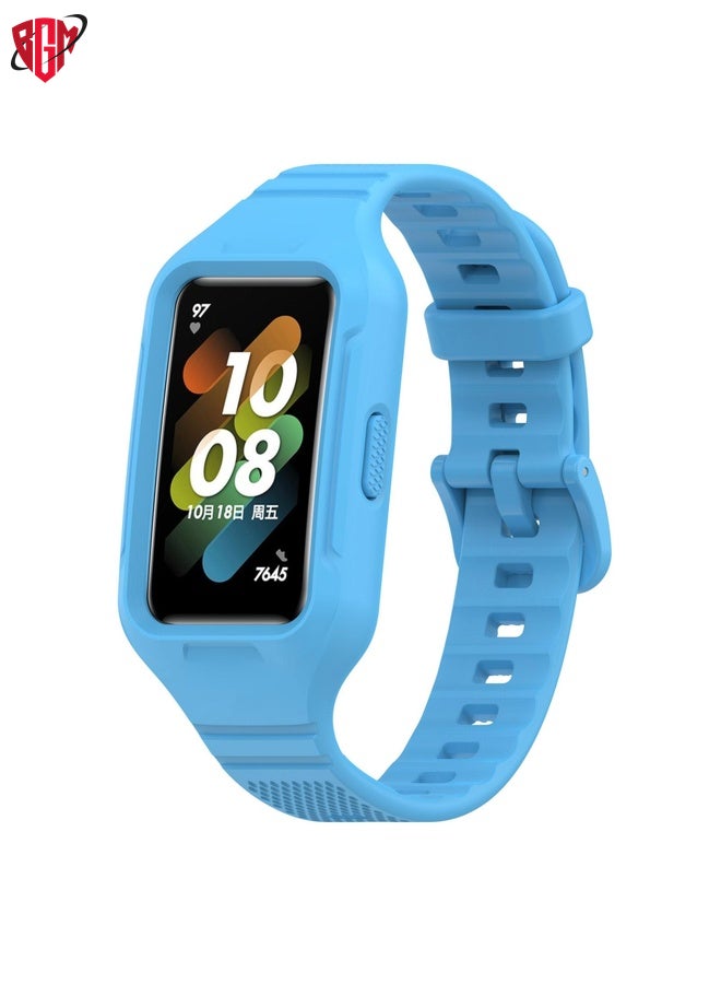 BGM For Huawei Band 10 / 9 / 8 / 7 / 6 Universal Integrated Silicone Watch Band(Sky Blue)  - Image 1