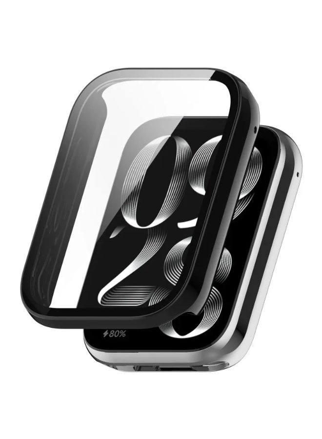 PC Case + Screen Protector For Xiaomi Mi Band 9 Pro All-around Anti-scratch Frame Screen Protective Shell (Black) - Image 1