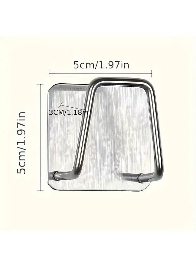 7 Pcs Stainless Steel Multi Functional Bracket Set Sponge Washbasin Holder Rustproof Waterproof Self Adhesive Hook Easy Install Kitchen Bathroom Organization - Image 4