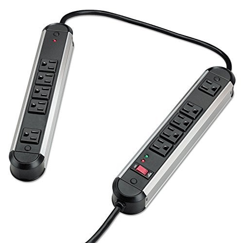 Fellowes 10-Outlet Metal Split Surge Protector, 6 Foot Cord, 1,250 Joules (99082) - Image 1