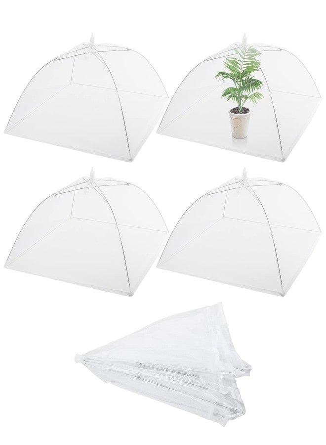 Sawysine 4 Pack Mesh Plant Cover Reusable Screen Cloche Dome Plant Protector Tent Collapsible Umbrella for Outdoor Garden Greenhouse Vegetable Flowers Strawberry from Animals(17 x 17 Inch,White) - Image 1