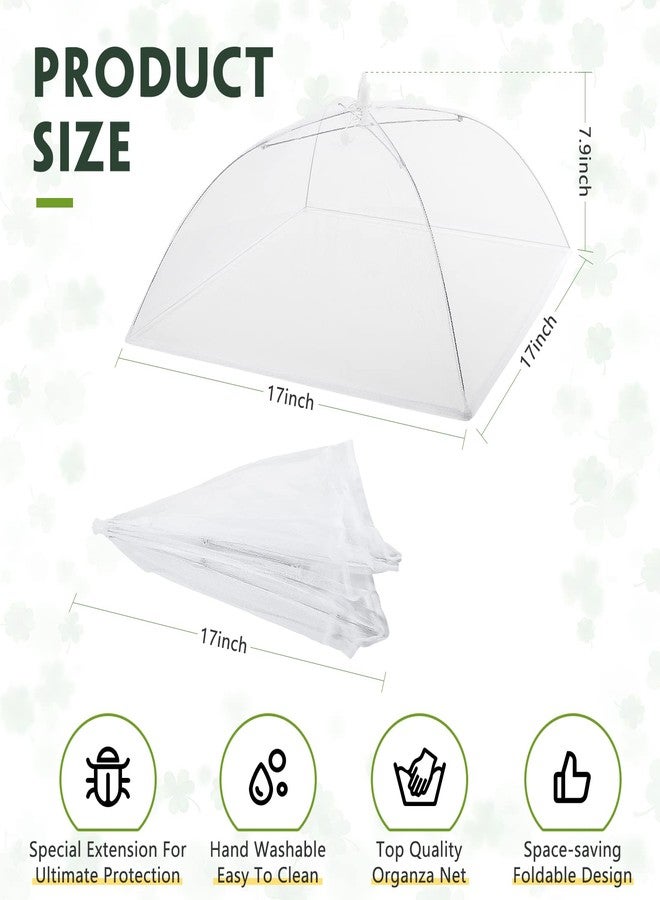 Sawysine 4 Pack Mesh Plant Cover Reusable Screen Cloche Dome Plant Protector Tent Collapsible Umbrella for Outdoor Garden Greenhouse Vegetable Flowers Strawberry from Animals(17 x 17 Inch,White) - Image 3