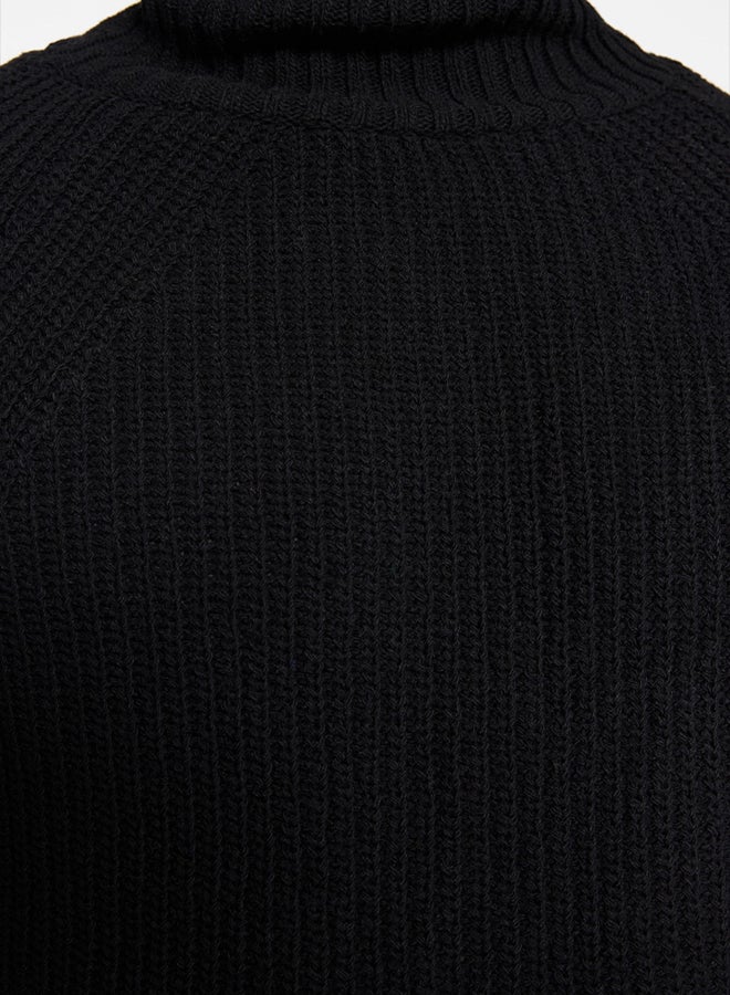 trendyol Black Slim Fit Wool Turtleneck Raglan Sleeve Basic Knitwear Sweater - Image 4