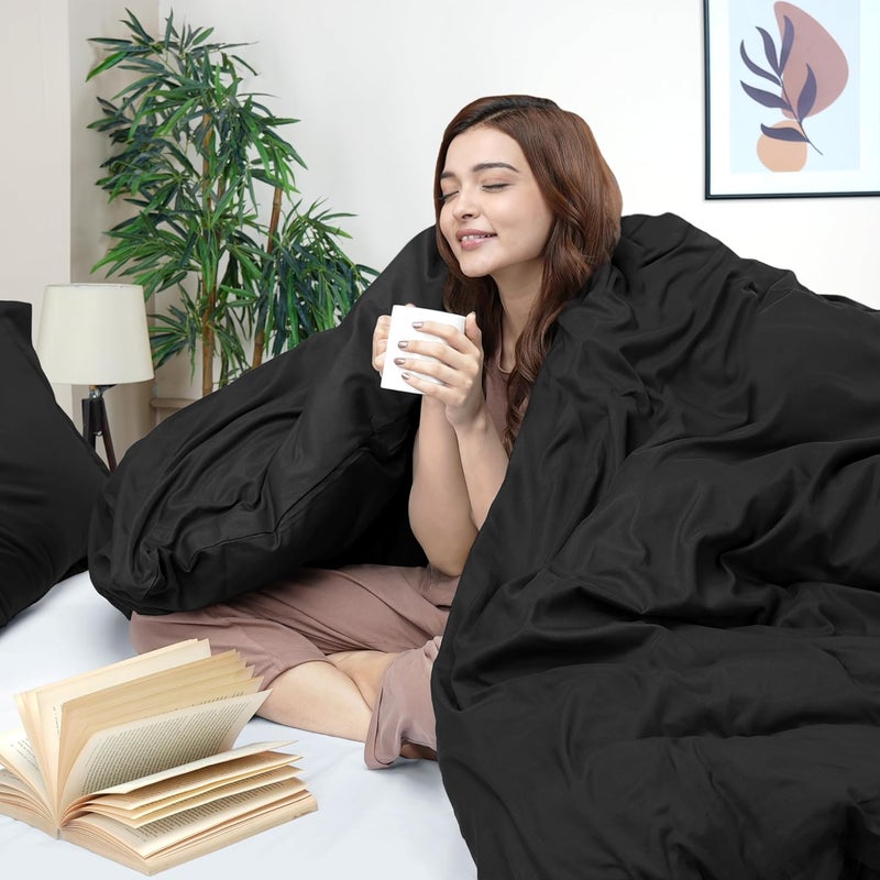 Duvet Cover King Size Set - 1 Duvet Cover with 2 Pillow Shams - 3 Pieces Comforter Cover with Zipper Closure - Ultra Soft Brushed Microfiber, 104 X 90 Inches (King, Black) | Extra Soft and Breathable, Wrinkle & Fade Resistant, Includes Duvet Cover and 2 Pillow Shams, Comforter Not Included, OekoTex - Image 3