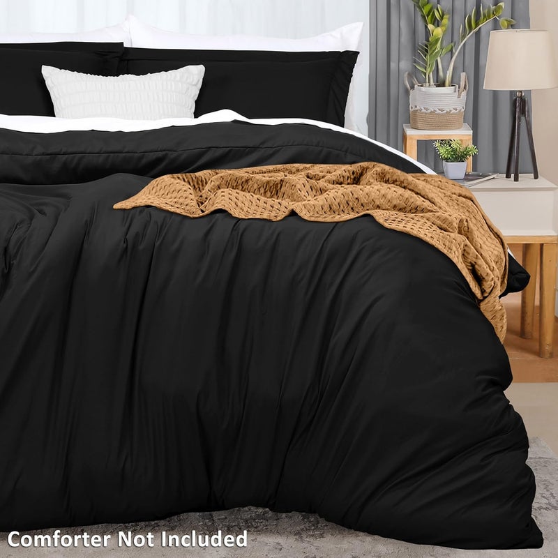 Duvet Cover King Size Set - 1 Duvet Cover with 2 Pillow Shams - 3 Pieces Comforter Cover with Zipper Closure - Ultra Soft Brushed Microfiber, 104 X 90 Inches (King, Black) | Extra Soft and Breathable, Wrinkle & Fade Resistant, Includes Duvet Cover and 2 Pillow Shams, Comforter Not Included, OekoTex - Image 4