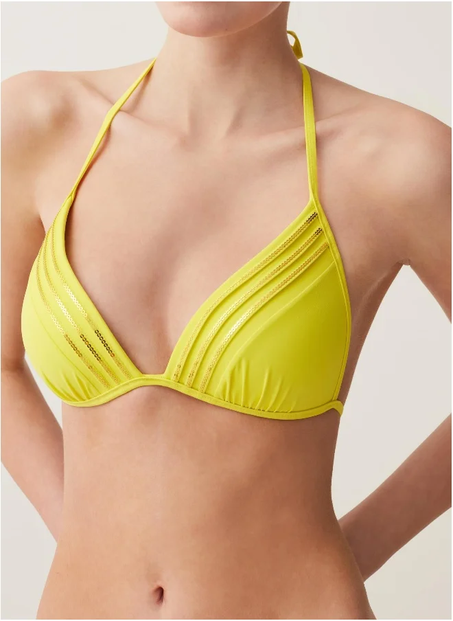 او في اس Ovs Triangle Bikini Top With Sequins