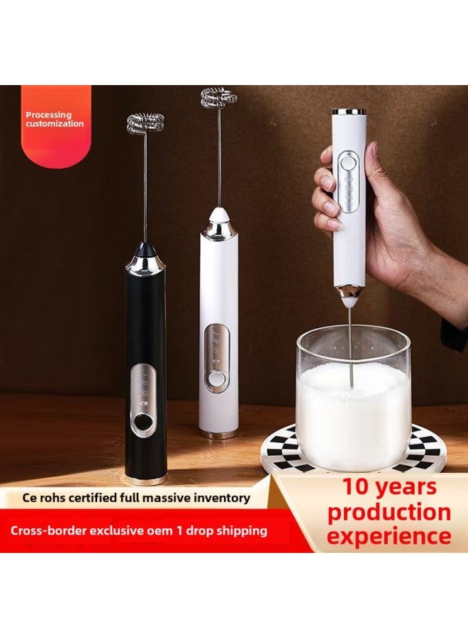 2025 Coffee Milk Frother Household Wireless Electric Milk Frother Milk Mixer Hand-held Egg Beater-Color:W-small I Basic Single-speed White (special Head For Milk Foam)  - Image 2