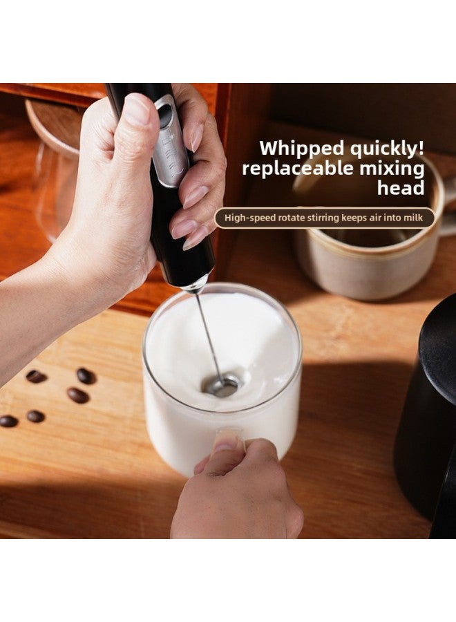 2025 Coffee Milk Frother Household Wireless Electric Milk Frother Milk Mixer Hand-held Egg Beater-Color:W-small I Basic Single-speed White (special Head For Milk Foam)  - Image 3