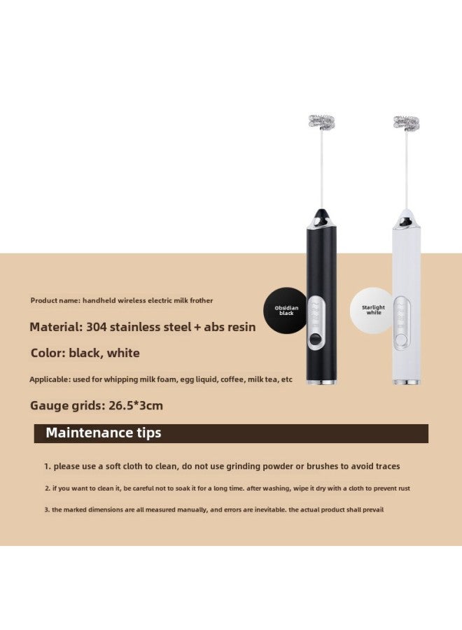 2025 Coffee Milk Frother Household Wireless Electric Milk Frother Milk Mixer Hand-held Egg Beater-Color:W-small I Basic Single-speed White (special Head For Milk Foam)  - Image 5